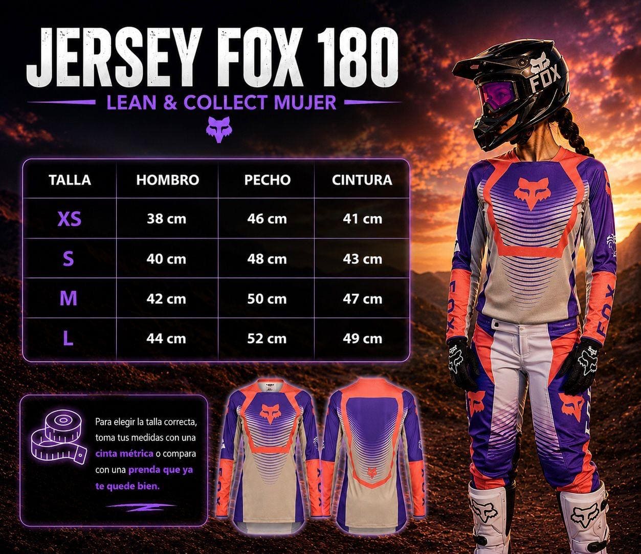 JERSEY FOX 180 DAMA ROSA / MORADO