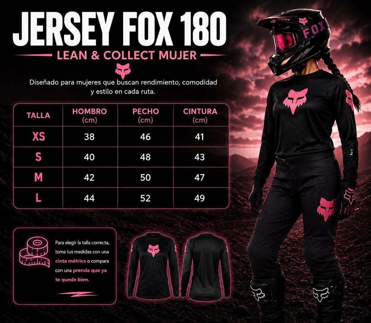 JERSEY FOX 180 DAMA BLACK