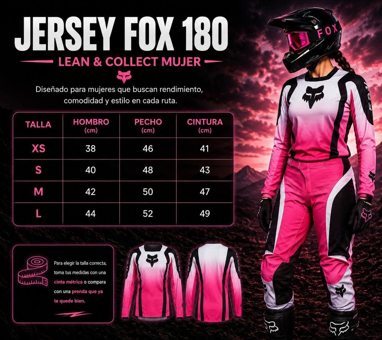 JERSEY FOX 180 DAMA ROSA