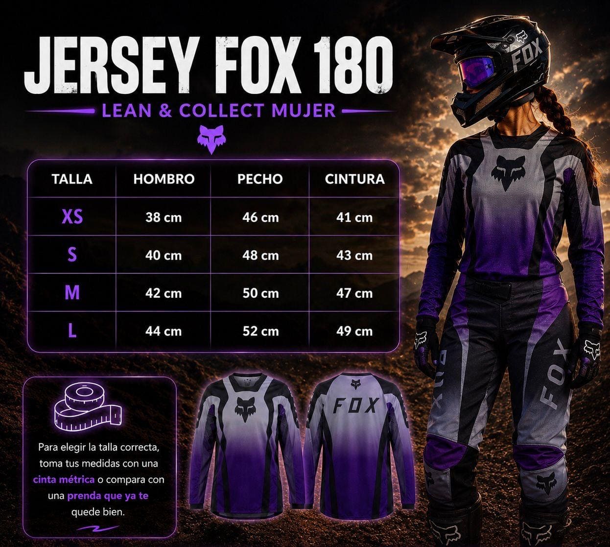 JERSEY FOX 180 DAMA GRIS / MORADO